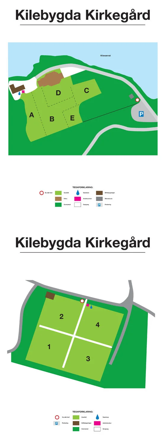 Kilebygda kirkegård. Illustrasjon.